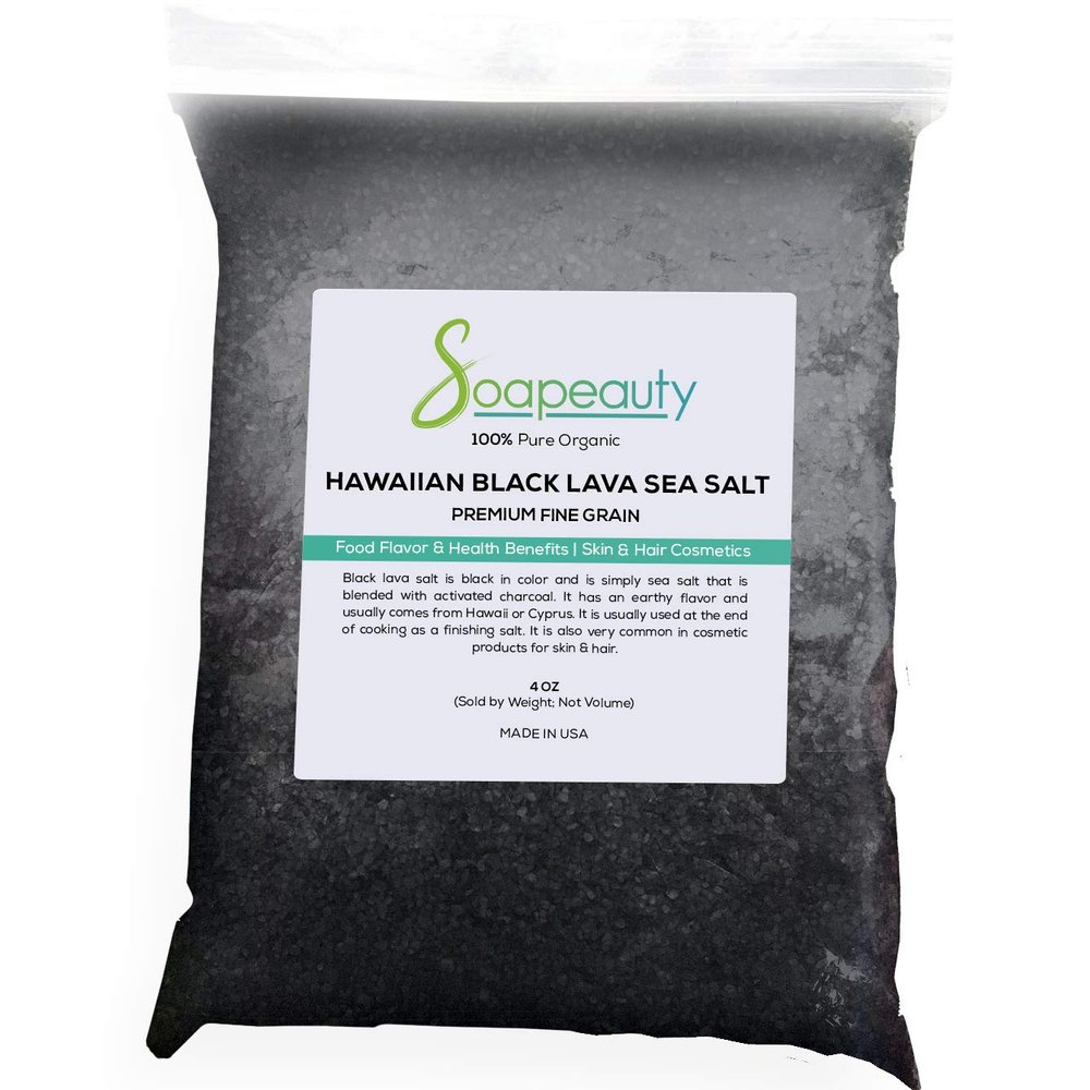 HAWAIIAN BLACK SEA SALT | 100% Natural | Great Gourmet Finishing Salt & Perfect for Professional Skin, Hair & Bath Cosmetics | Fine Grain | Sizes 1 OZ to 3 LBS | (4 OZ)