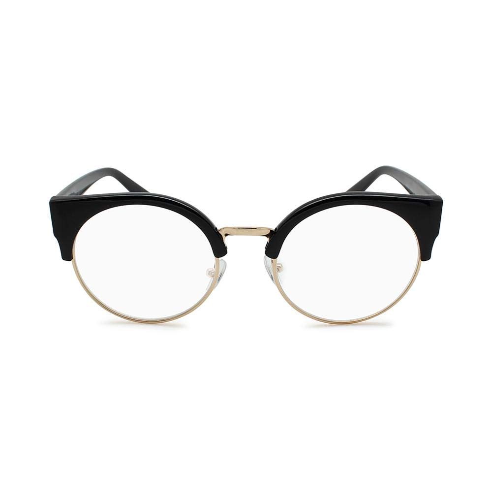 2SeeLife Round Cat-Eye Reading Glasses for Women | Black, 2.25