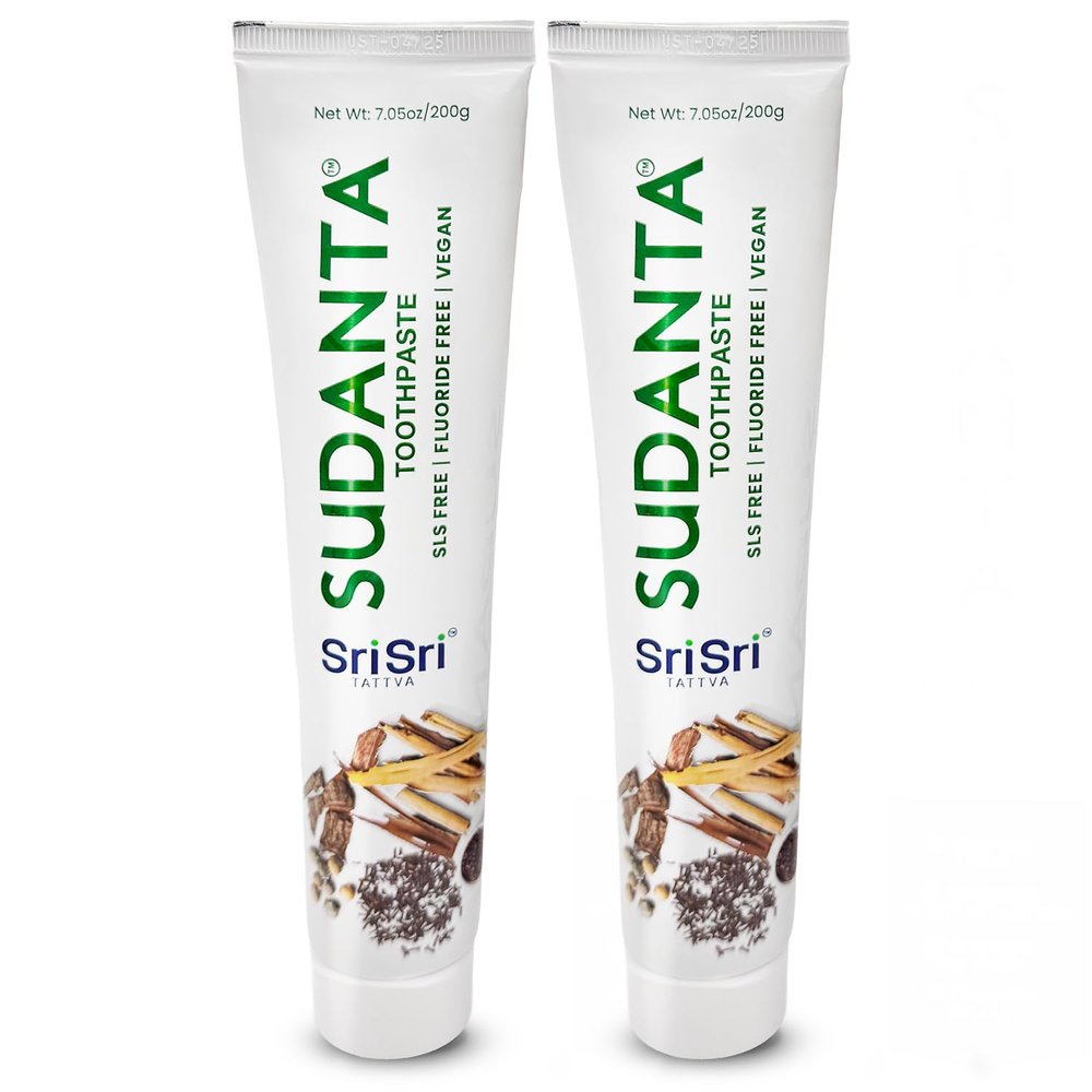 Sri Sri Tattva Sudanta Herbal Toothpaste  SLS Free & Fluoride Free Natural Ayurvedic Toothpaste for Strong Teeth, Healthy Gums & Oral Care  200 g Pack of 2