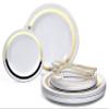 " OCCASIONS " 360 Pcs set (60 guest) Wedding Disposable Plastic Plate and Silverware Combo 10.5" + 7.5" + Silverware (Double Fork) (Soleil in White Gold, Gold silverware) view 1