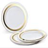 " OCCASIONS " 360 Pcs set (60 guest) Wedding Disposable Plastic Plate and Silverware Combo 10.5" + 7.5" + Silverware (Double Fork) (Soleil in White Gold, Gold silverware) view 2