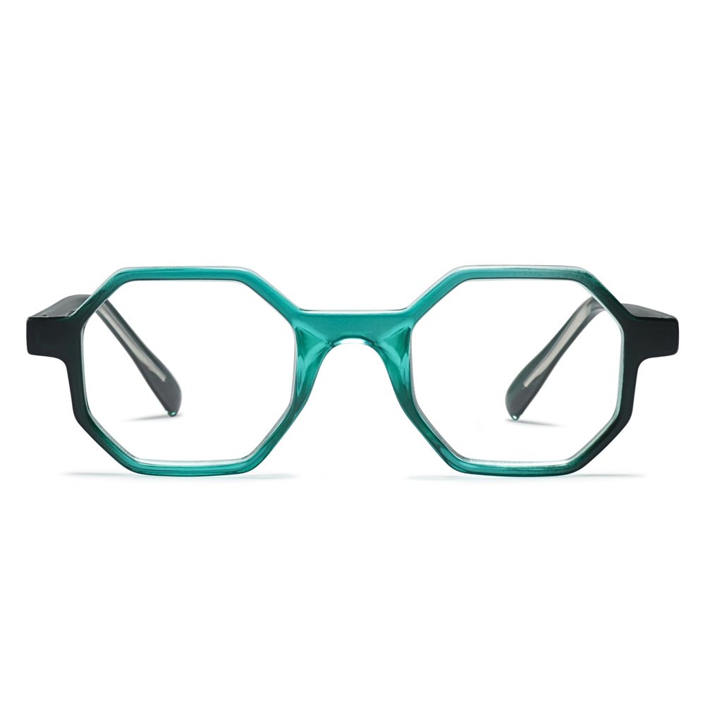 2SeeLife Oversized Hexagon TR-90 Reading Glasses for Men & Women MediumWide Fit, Durable, Spring Hinges, Premium Readers, Emerald, +2.75