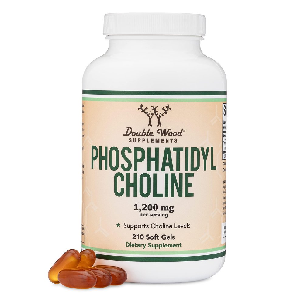 Phosphatidylcholine 1,200mg 210 Softgels Enhanced Version of Sunflower and Soy Lecithin (Choline Supplements) - Non-GMO and Gluten Free to Support Brain Health by Double Wood