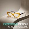 2SeeLife Oversized Cat Eye Reading Glasses for Women Medium-Large Fit, Sturdy Frame, Spring Hinges, Premium Cateye Readers, Honey Yellow, +1.50 view 2