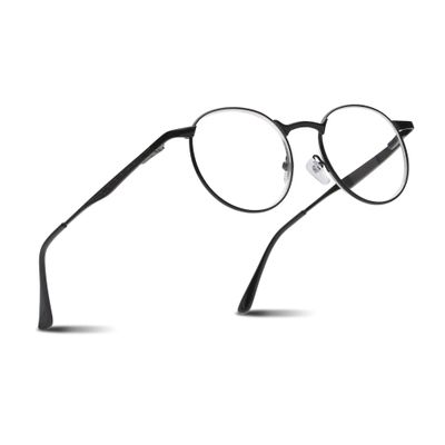 2SeeLife Round Metal Wire Rimmed Reading Glasses for Men & Women  MediumWide Fit, Durable, Spring Hinges, Premium Readers, Black, +1.00