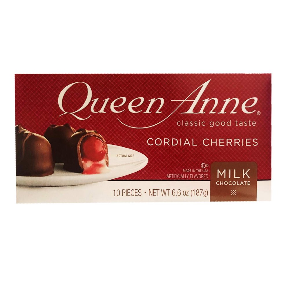 Queen Anne Chocolate Cordial Fruits 10 Pieces, 1 Box (Milk Choco Cherries)