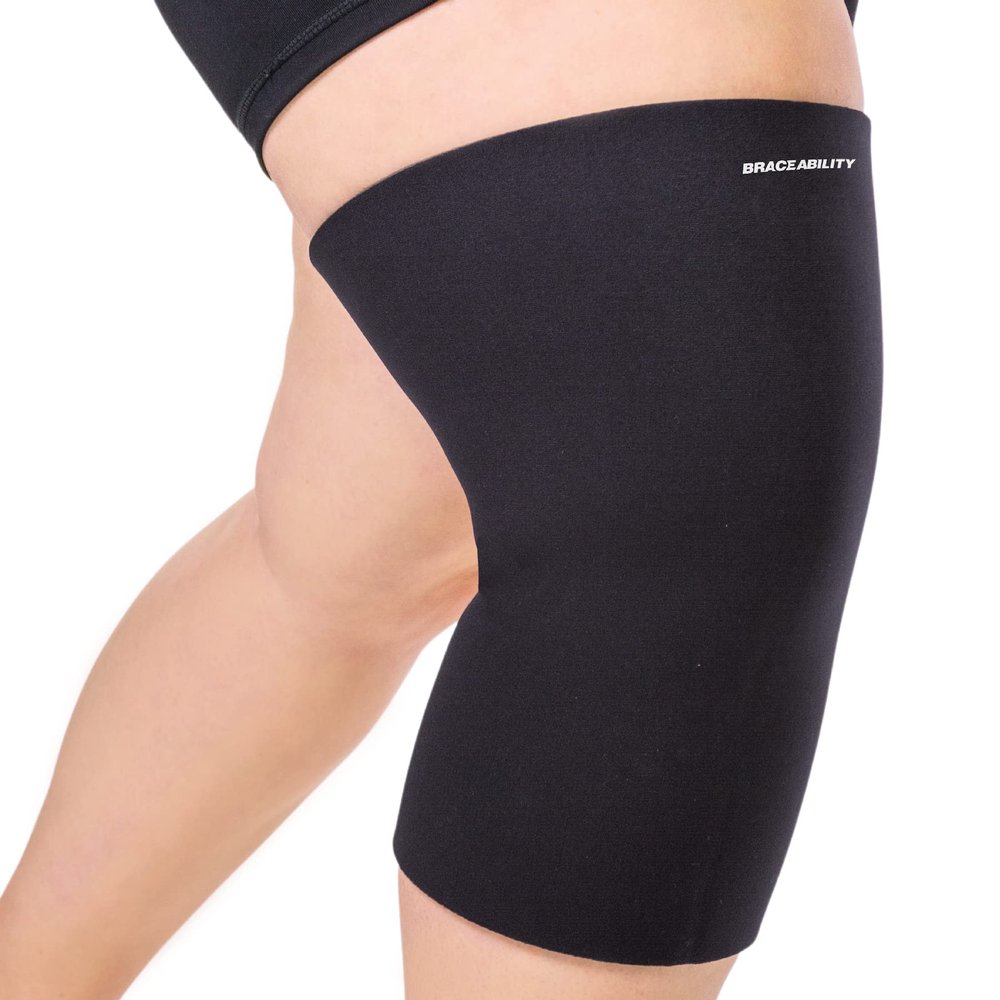 BraceAbility Plus Size Neoprene Knee Sleeve - Compression Support Brace for Bariatric Women or Men with Arthritis Joint Pain, Fitting Overweight to Obese Thighs and Legs (6XL)
