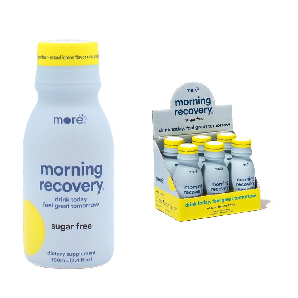 Morning Recovery Electrolyte, Milk Thistle Drink Proprietary Formulation to Hydrate While Drinking, Highly Soluble Liquid DHM, Non GMO, Vegan, Gluten-Free, Sugar-Free Lemon, Pack of 6
