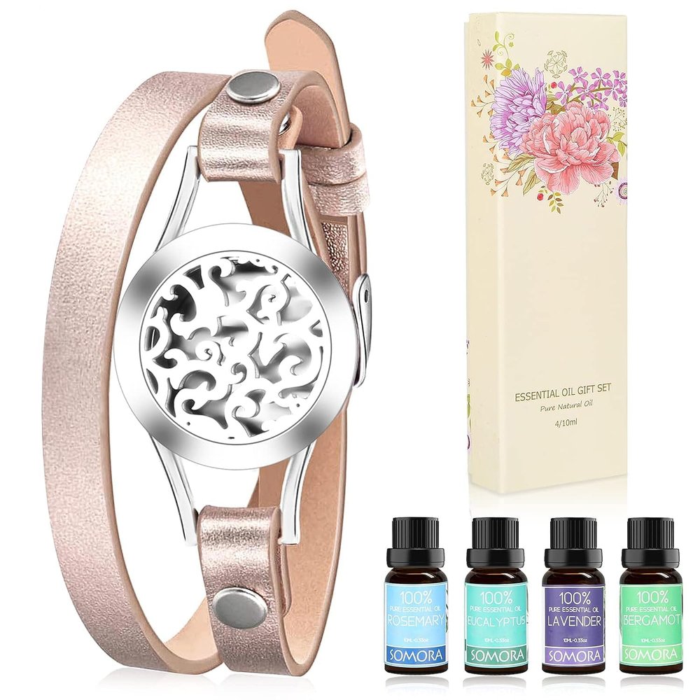 SOMORA Unique Gifts for Women - Mothers Day Mom Gifts, Aromatherapy Diffuser Bracelet Gift Set, Xmas Gifts Birthday Gifts for Women, Mom, Best Friend, Sister, Wife, Gold