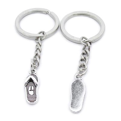 50 PCS Antique Silver Keyrings Keychains Key Ring Chains Tags Clasps AA461 Slippers Shoes