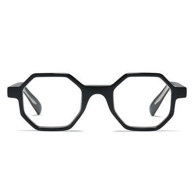 2SeeLife Oversized Hexagon TR-90 Reading Glasses for Men & Women MediumWide Fit, Durable, Spring Hinges, Premium Readers, Black, +1.00