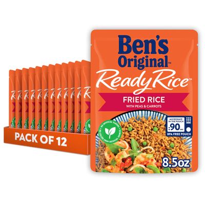 Ben's Original Ready Rice Fried Rice With Peas and Carrots, Microwave Rice for an Easy Lunch, No Artificial Flavors or Colors - 8.5 oz Pouch (Pack of 12)
