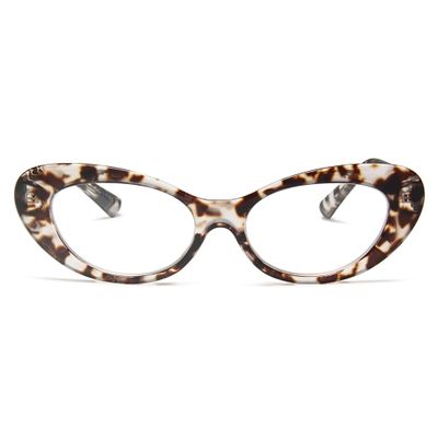 2SeeLife Oversized Cat Eye Reading Glasses for Women Medium-Large Fit, Sturdy Frame, Spring Hinges, Premium Cateye Readers, Clear Tortoise, +1.25