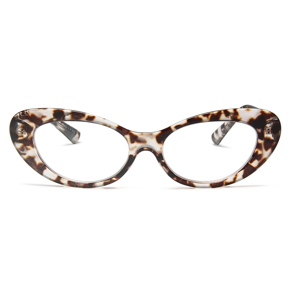 2SeeLife Oversized Cat Eye Reading Glasses for Women Medium-Large Fit, Sturdy Frame, Spring Hinges, Premium Cateye Readers, Clear Tortoise, +1.25