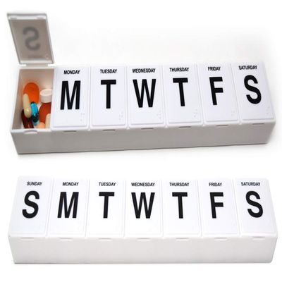 Jumbo Weekly 11" Pill Organizer - Extra Large Compartments Will Hold 7 Days Worth of Vitamins and Medications - Great Size for Gummy & Chewable Vitamins (2 Pack)