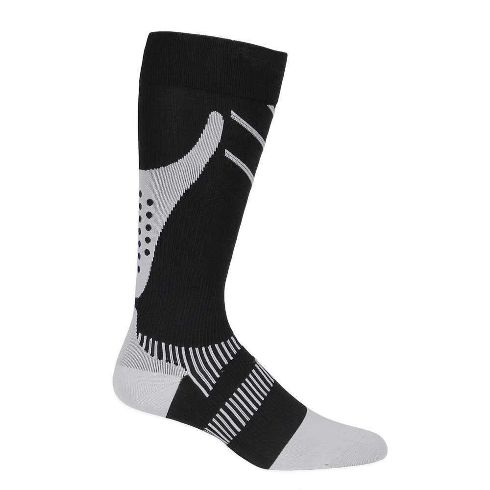 NuVein Compression Socks, 15-20 mmHg Support for Athletic Performance and Medical Recovery, Knee High, Closed Toe, Silver on Black, Large
