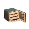 Bey-Berk 4-Drawer 60-Cigar Humidor, Carbon Fiber Design with Spanish Cedar Lined Cabinet and Glass Door, External Hygrometer and Humidistat, Black view 1