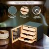 Bey-Berk 4-Drawer 60-Cigar Humidor, Carbon Fiber Design with Spanish Cedar Lined Cabinet and Glass Door, External Hygrometer and Humidistat, Black view 4