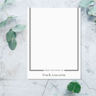 14 & Orange Beaumont Frame Personalized Flat Note Cards  4 1/8 inches x 5 1/2 inches, Heavyweight Stock, Matching Envelopes, (Set of 10), by Fine Stationery
