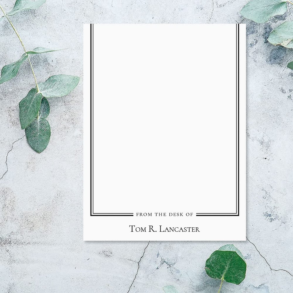 14 & Orange Beaumont Frame Personalized Flat Note Cards  4 1/8 inches x 5 1/2 inches, Heavyweight Stock, Matching Envelopes, (Set of 10), by Fine Stationery