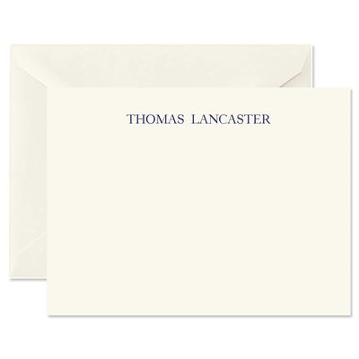14 & Orange Ecru Traditional Personalized Flat Note Cards  4 1/8 inches x 5 1/2 inches, Heavyweight Stock, Matching Envelopes, (Set of 10), by Fine Stationery