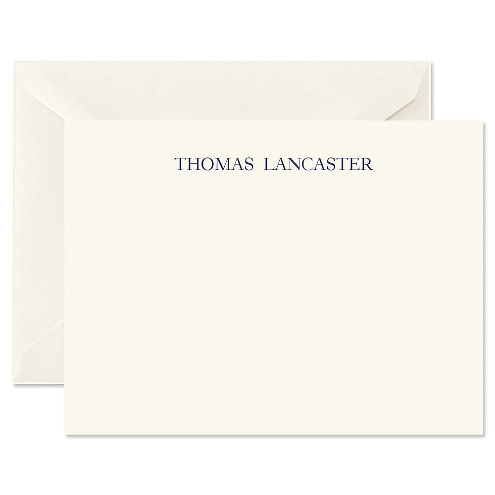 14 & Orange Ecru Traditional Personalized Flat Note Cards  4 1/8 inches x 5 1/2 inches, Heavyweight Stock, Matching Envelopes, (Set of 10), by Fine Stationery