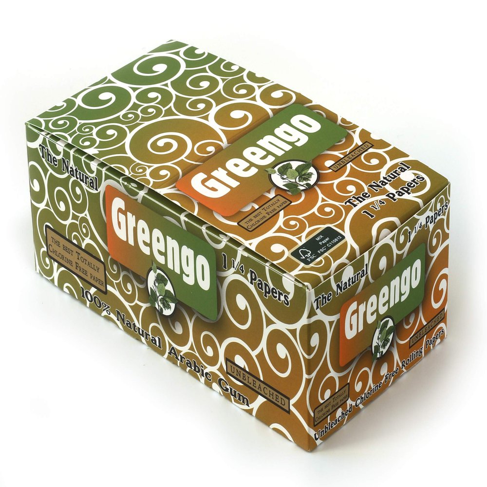 1 box - Greengo Unbleached Natural rolling paper size 1 1/4 - total 2500 papers