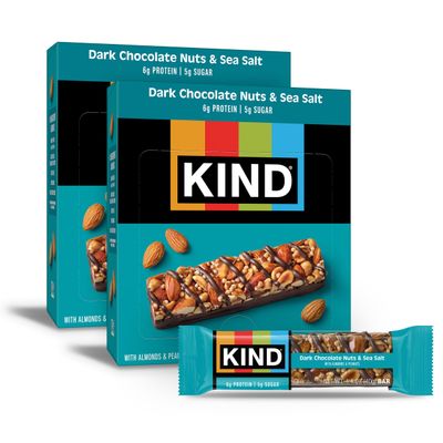 KIND Nut Bars, Dark Chocolate Nuts and Sea Salt, Healthy Snacks, Gluten Free, Low Sugar, 6g Protein, 24 Count