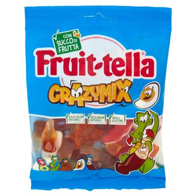 Fruittella Crazy Mix Caramelle Gommose, Gusto Frutti Assortiti con Succo di Frutta, senza Glutine, Formato Busta da 175 g