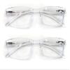 2 Pairs Lightweight Transparent Clear Rectangular Unisex Readers with Spring Hinge - Reading Glasses (2 Clear, 2.00) view 1
