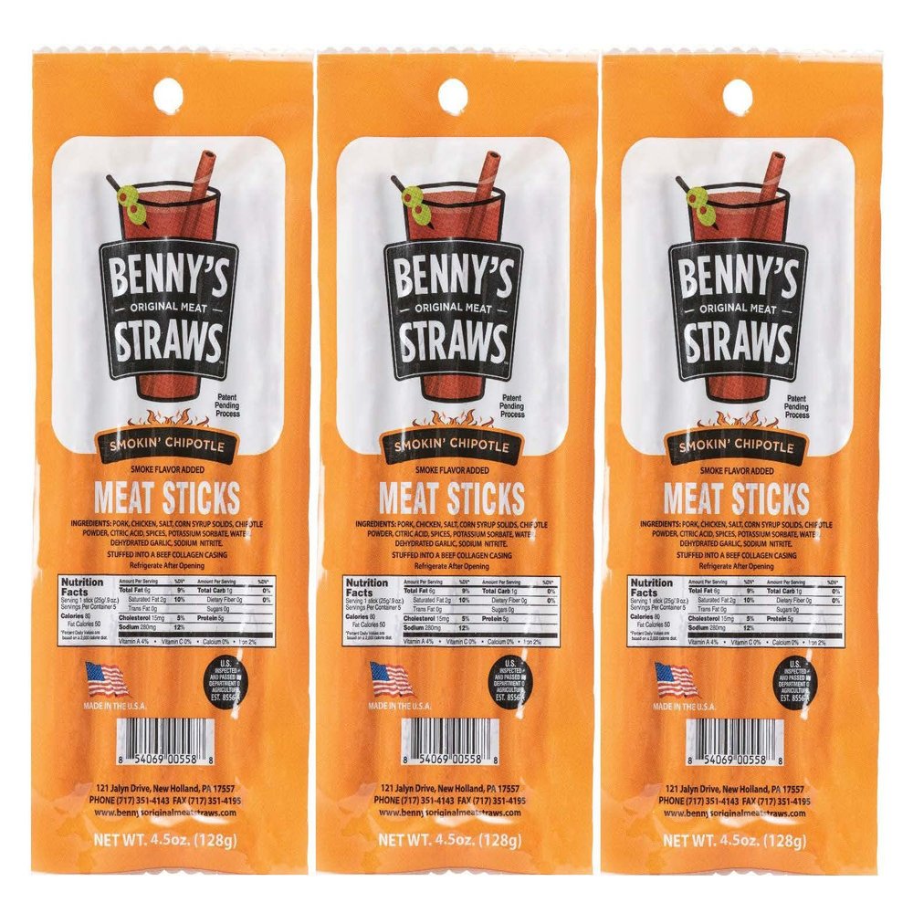 Benny's Original Meat Straws - (3) 5ct Chipotle Straw Packs