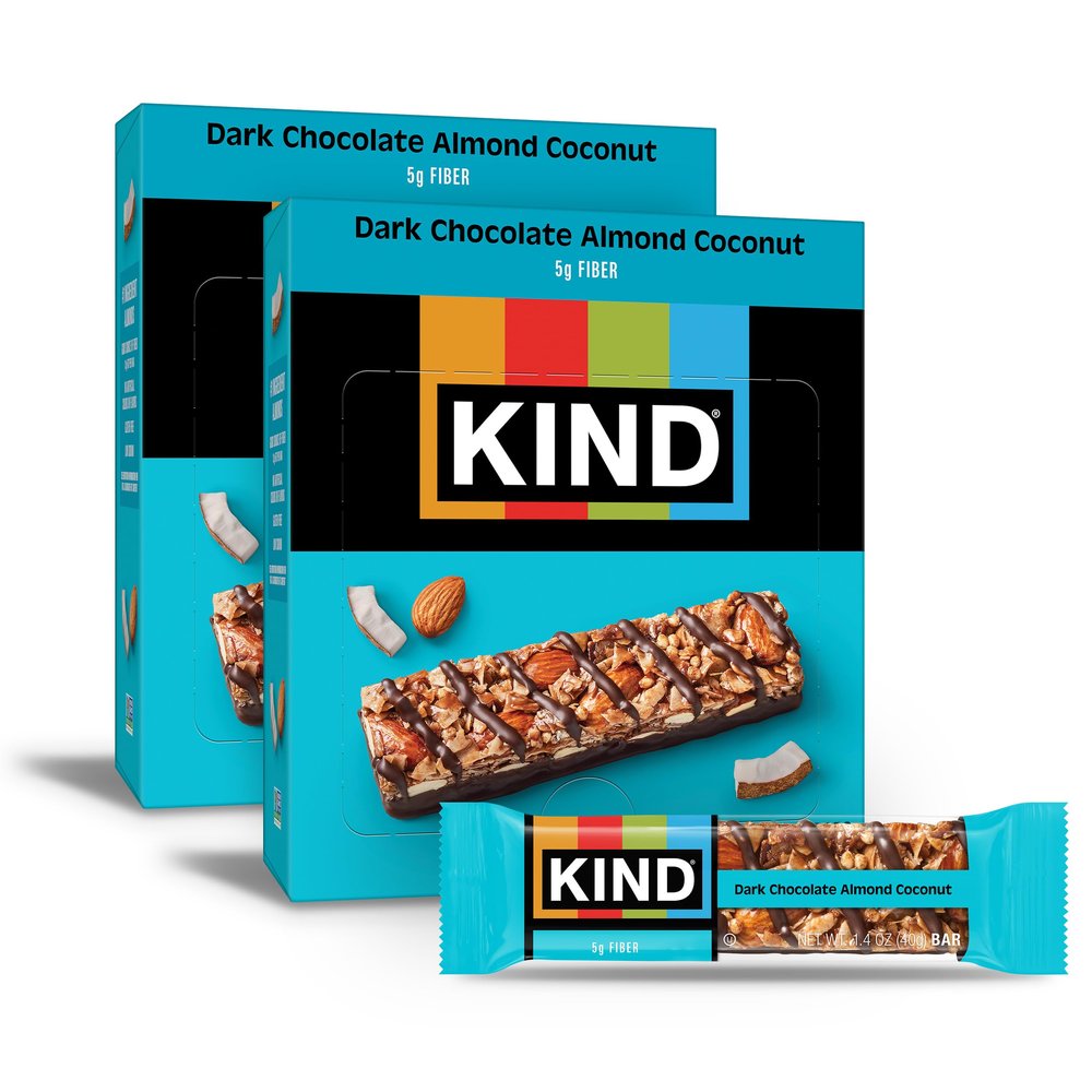 KIND Nut Bars, Dark Chocolate Almond Coconut, Healthy Snack Bars, Gluten Free, 3g Protein, 24 Count