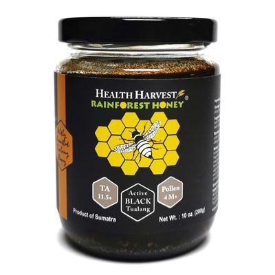 Tualang Black Honey 10oz (TA 11.5+, Pollen Count 4.0M+, Pollen Variety 100+) Intense Choice for Women Preservation, Wild-ripening on 250ft Treetop, Raw, Unpasteurised, Unfiltered