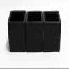 A Set of 3 Succulents 2" in Black Square Pots 3" Each with Polished River Rocks view 2