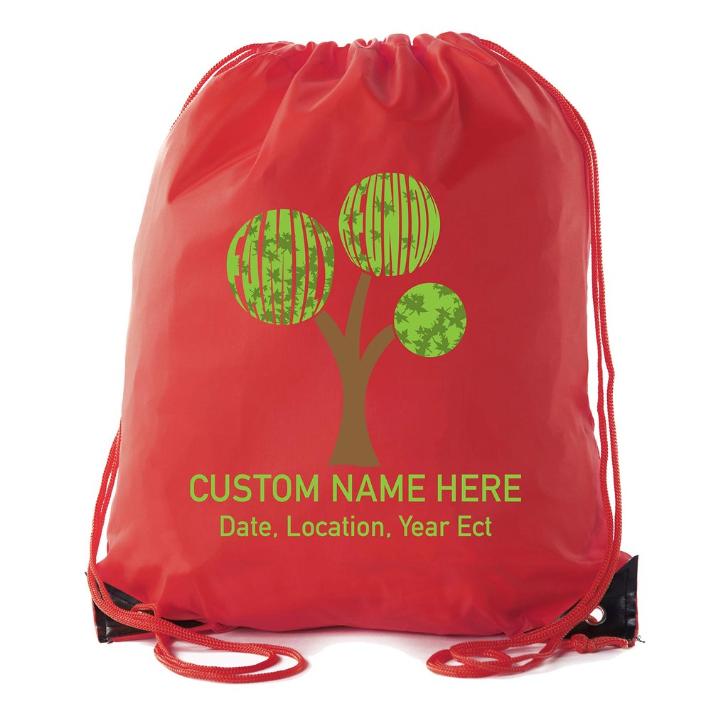 Family Tree with Custom Name and Date-Family Reunion Party Favor Bags - 10PK Red CE2500FAM S11