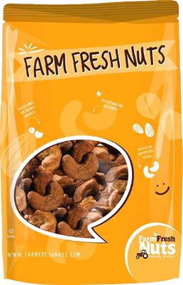 Dry Roasted Dark Cashews with Himalayan Salt (2 Lbs) - Dark Oven Roasted and Salted to Perfection in Small Batches for Added Freshness - Super Crunchy - Farm Fresh Nuts Brand