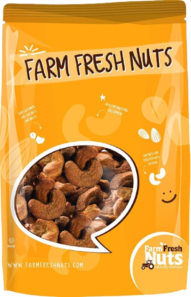 Dry Roasted Dark Cashews with Himalayan Salt (2 Lbs) - Dark Oven Roasted and Salted to Perfection in Small Batches for Added Freshness - Super Crunchy - Farm Fresh Nuts Brand