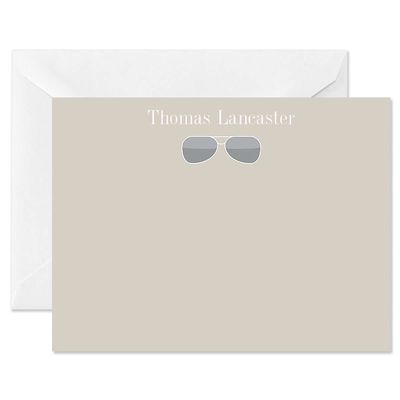 14 & Orange Sunglasses Personalized Note Cards 4 1/8 inches x 5 1/2 inches, Heavyweight Stock, Matching Envelopes, (Set of 10), by Fine Stationery