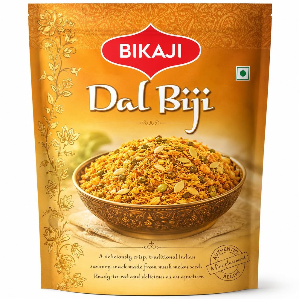 BIKAJI Dal Biji Namkeen 200g Pouch | Traditional Indian Crunchy Snack Mix Made with Lentils & Gram Flour | Mildly Spiced Savory Namkeen | Ready-to-Eat Tea Time Snack | Authentic Bikaneri Style Snack 7.05 oz