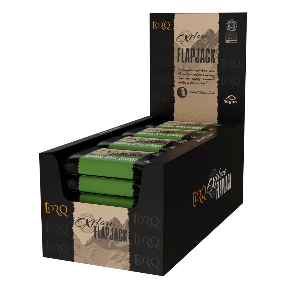 TORQ Explore Flapjack Apple Strudel Plant Based - Vegan Nutrition Snacks for Running, Cycling, Sports & Expeditions - Endurance Flapjacks Energy Bars - Box of 20