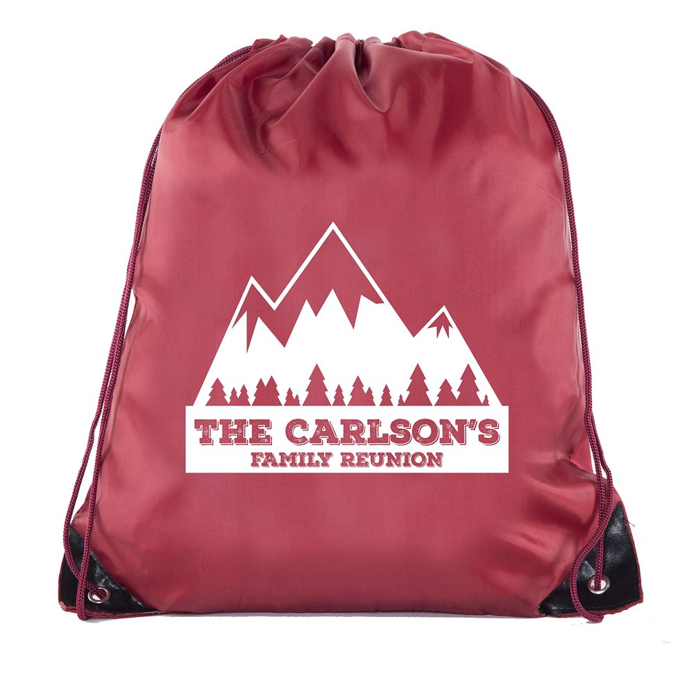 Mountains with Custom Name - Family Reunion Party Favor Bags - 10PK Maroon CE2500FAM S21B