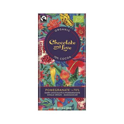 2 x Chocolate and Love Organic Dark Chocolate & Pomegranate 2.82 oz