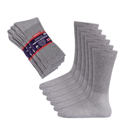 12 pairs Extra Wide Diabetic Cotton Socks -Big & Tall Non-Binding, Crew Socks (Size 10-15) Grey