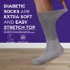 12 pairs Extra Wide Diabetic Cotton Socks -Big & Tall Non-Binding, Crew Socks (Size 10-15) Grey view 4