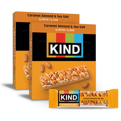 KIND Nut Bars, Caramel Almond & Sea Salt, Healthy Snacks, Gluten Free, Low Sugar, 6g Protein, 24 Count