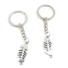 50 PCS Antique Silver Keyrings Keychains Key Ring Chains Tags Clasps E0ZO8 Fish Bone Fishbone view 1