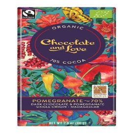 3 x Chocolate and Love Organic Dark Chocolate & Pomegranate 2.82 oz