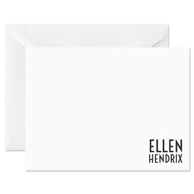 14 & Orange Hendrix Personalized Flat Note Cards 4 1/8 inches x 5 1/2 inches, Heavyweight Stock, Matching Envelopes, (Set of 10), by Fine Stationery