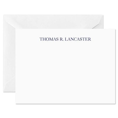 14 & Orange White Traditional Personalized Flat Note Cards 4 1/8 inches x 5 1/2 inches, Heavyweight Stock, Matching Envelopes, (Set of 10), by Fine Stationery
