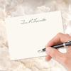 14 & Orange Ecru Classic Script Personalized Flat Note Cards  4 1/8 inches x 5 1/2 inches, Heavyweight Stock, Matching Envelopes, (Set of 10), by Fine Stationery view 3